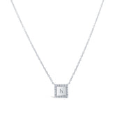 0.06ct 14k White Gold Diamond Necklace -Letter H